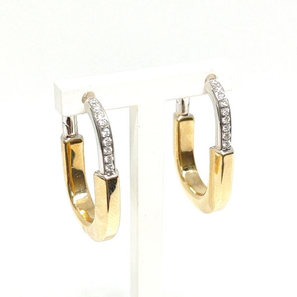 0.19 TCW Diamond U&acirc;�'Shaped 18K Two&acirc;�'Tone Earrings Blue Water Jewelers Saint Augustine, FL