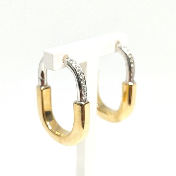 0.19 TCW Diamond U‑Shaped 18K Two‑Tone Earrings Image 2 Blue Water Jewelers St. Augustine, FL