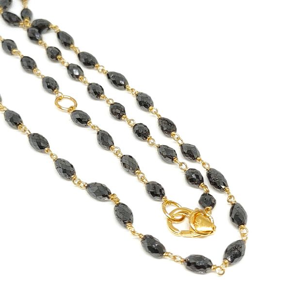 17.93 TCW Black Diamond Faceted Olive‑Bead 18K Gold Necklace, 18-19" Image 2 Blue Water Jewelers St. Augustine, FL