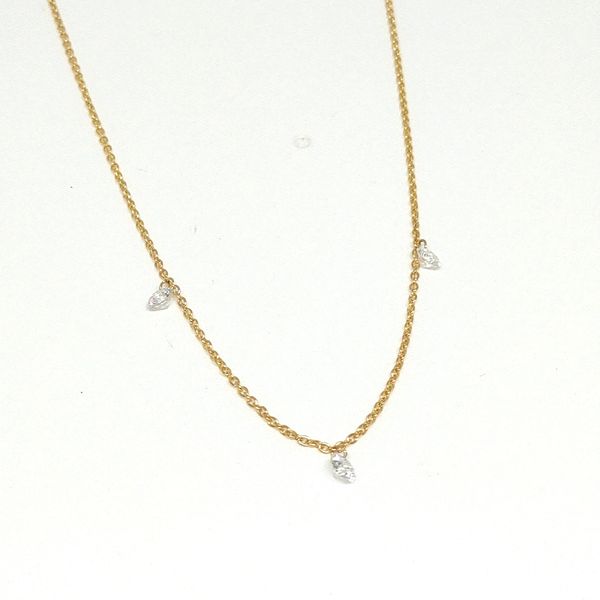 0.30 TCW Diamond Dangle Station 18K Gold Adjustable Necklace, 16&acirc;�"18" Blue Water Jewelers Saint Augustine, FL