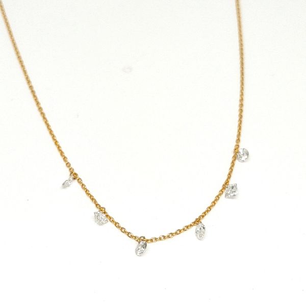 0.51 TCW Various&acirc;�'Shape Diamond Drilled Dangle Station 18K Yellow Gold Necklace, 16&acirc;�"18" Blue Water Jewelers Saint Augustine, FL