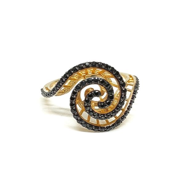 Estate 0.56ct Black Diamond Swirl 14K Yellow Gold Ring Blue Water Jewelers Saint Augustine, FL