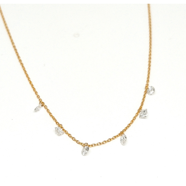 0.51 TCW Various&acirc;�'Shape Diamond Drilled Dangle Station 18K Yellow Gold Necklace, 16&acirc;�"18" Blue Water Jewelers Saint Augustine, FL