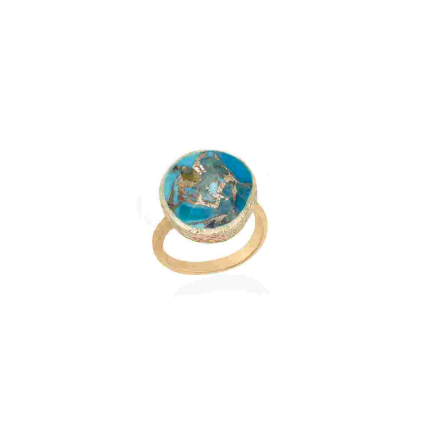Turquoise Silver & Gold Vermeil Ring Blue Water Jewelers Saint Augustine, FL