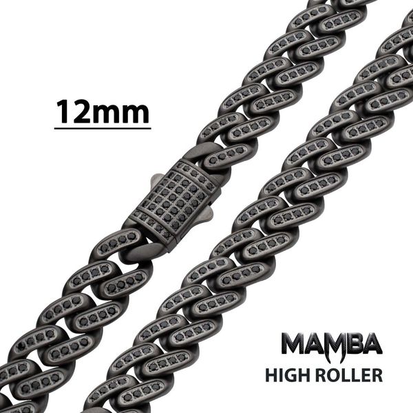 Mamba Gunmetal Cuban 22" Necklace w/ Black Spinel Image 2 Blue Water Jewelers St. Augustine, FL