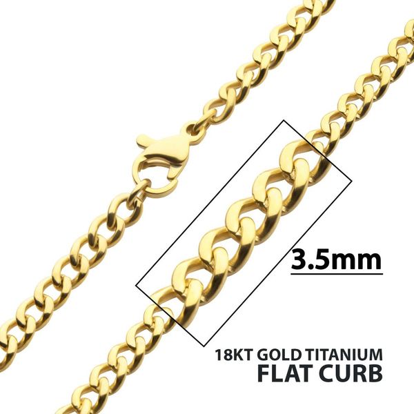3.5mm Gold IP Titanium Flat Curb Necklace – 16" Image 2 Blue Water Jewelers St. Augustine, FL