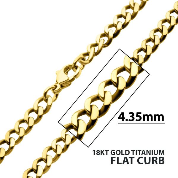 4.35mm 18Kt Gold IP Titanium Flat Curb Chain 20" Necklace Image 2 Blue Water Jewelers St. Augustine, FL