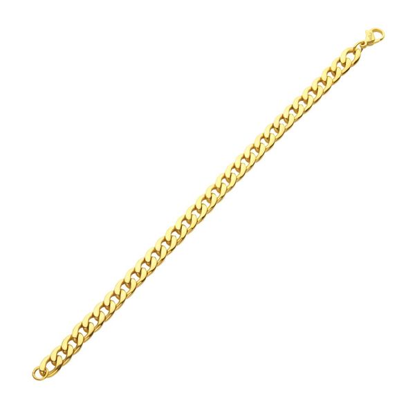 7.4mm 18Kt Gold IP Titanium Curb Chain 7.5" Bracelet Blue Water Jewelers Saint Augustine, FL