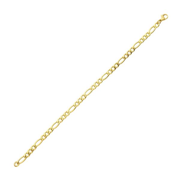 4.7mm 18Kt Gold IP Titanium Figaro Chain 7" Bracelet Blue Water Jewelers Saint Augustine, FL
