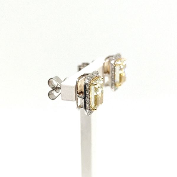 4.10 CT Yellow Radiant Halo Diamond Studs Blue Water Jewelers Saint Augustine, FL