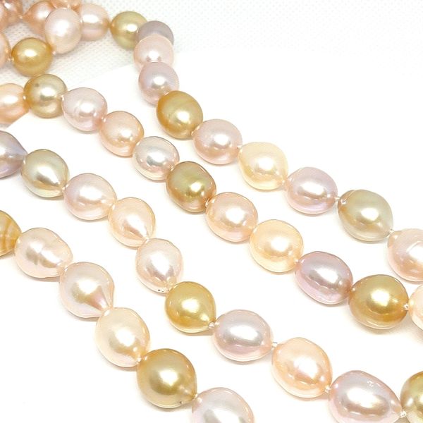 Baroque Multi‑Color Pink/Gold Freshwater & GSS 10–11mm Pearl 45" Necklace Blue Water Jewelers Saint Augustine, FL
