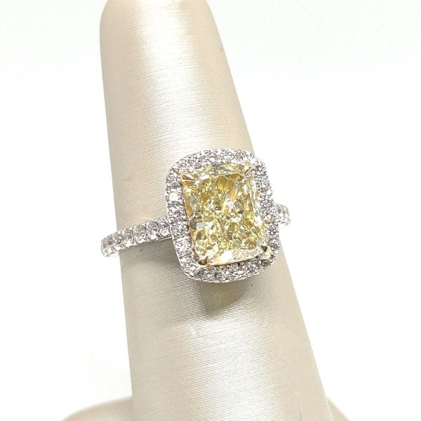 3.90 TCW W‑X Cushion Diamond Halo Ring Blue Water Jewelers Saint Augustine, FL