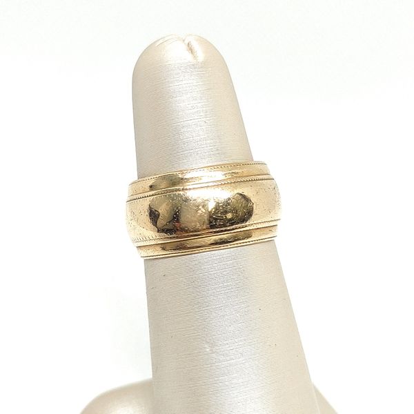 Estate 14K Yellow Gold 9.75mm Milgrain Wide Band Blue Water Jewelers Saint Augustine, FL