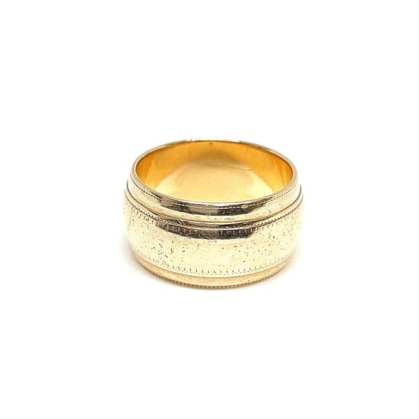 Estate 14K Yellow Gold 9.75mm Milgrain Wide Band Image 2 Blue Water Jewelers Saint Augustine, FL