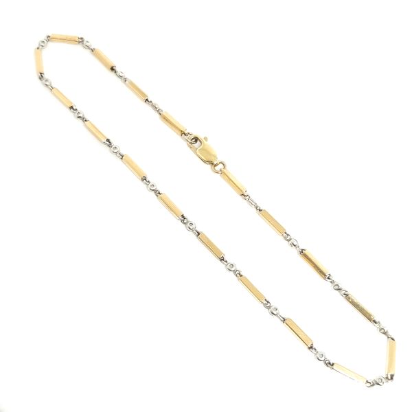 *Estate* 0.875 TCW Diamond Bar Anklet – 14K Two‑Tone, 10" Blue Water Jewelers Saint Augustine, FL