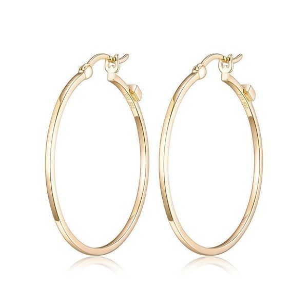 SILVER 35MM YELLOW GOLD PLATED HOOP EARRINGS Blue Water Jewelers Saint Augustine, FL