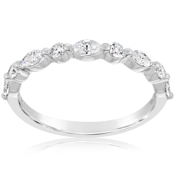0.55 TCW MARQUISE AND ROUND DIAMOND WEDDING BAND Blue Water Jewelers Saint Augustine, FL