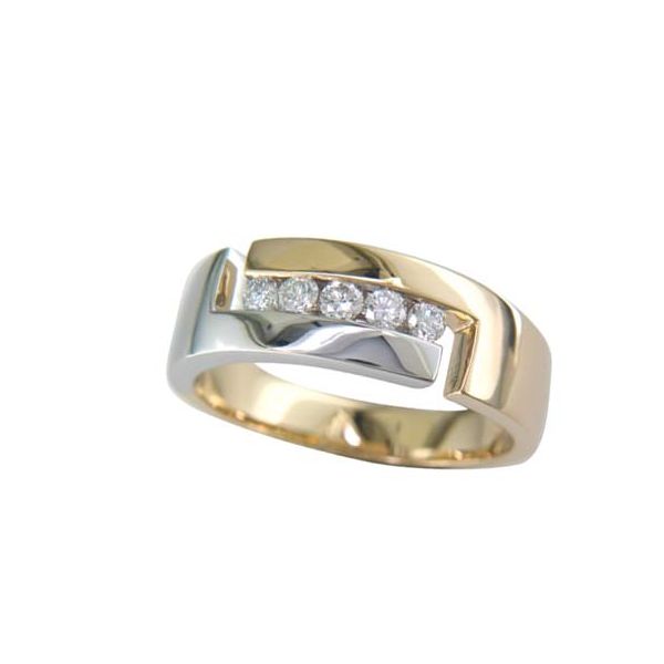 DIAMOND 0.34 TCW NEGATIVE SPACED TWO-TONE GENT'S RING - SIZE 9.75 Blue Water Jewelers Saint Augustine, FL