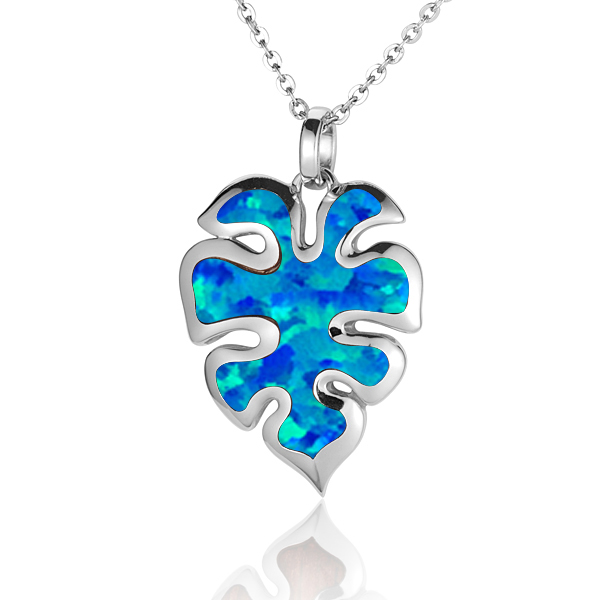 STERLING SILVER MONSTRERA OPAL PENDANT NECKLACE Blue Water Jewelers Saint Augustine, FL