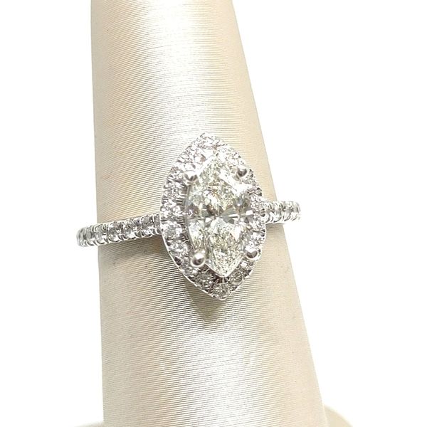 14K White Gold Halo Ring Blue Water Jewelers Saint Augustine, FL