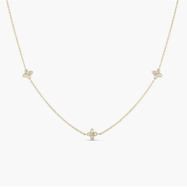 18K Yellow Gold Station Necklace Blue Water Jewelers Saint Augustine, FL