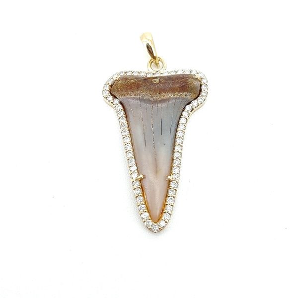 0.55 TCW Diamond Shark Tooth 18K Gold Pendant Blue Water Jewelers St. Augustine, FL