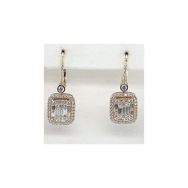 Baguette & Round Diamond Earrings Blue Water Jewelers Saint Augustine, FL