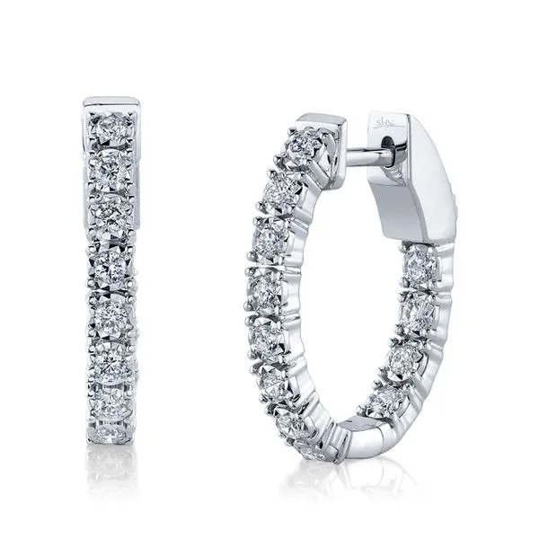 DIAMOND OVAL HOOP EARRINGS Image 2 Blue Water Jewelers Saint Augustine, FL