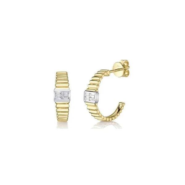 DIAMOND TWO-TONE BAGUETTE HOOP EARRINGS Blue Water Jewelers Saint Augustine, FL