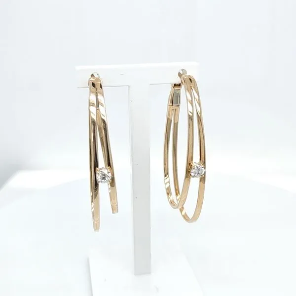 DIAMOND DOUBLE OBLONG HOOP EARRINGS Image 2 Blue Water Jewelers Saint Augustine, FL