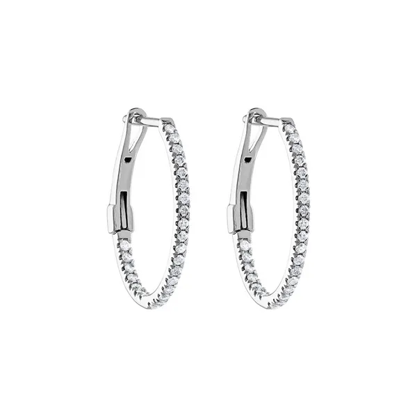 0.30 TCW DIAMOND OVAL HOOP EARRINGS Blue Water Jewelers Saint Augustine, FL