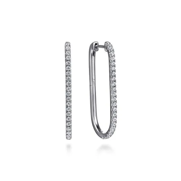 0.48 TCW DIAMOND CLASSIC ELONGATED OVAL HOOP EARRINGS Blue Water Jewelers Saint Augustine, FL