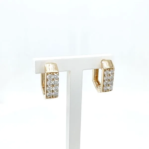 DIAMOND 0.49TCW GEOMETRIC HUGGIE EARRINGS Blue Water Jewelers Saint Augustine, FL