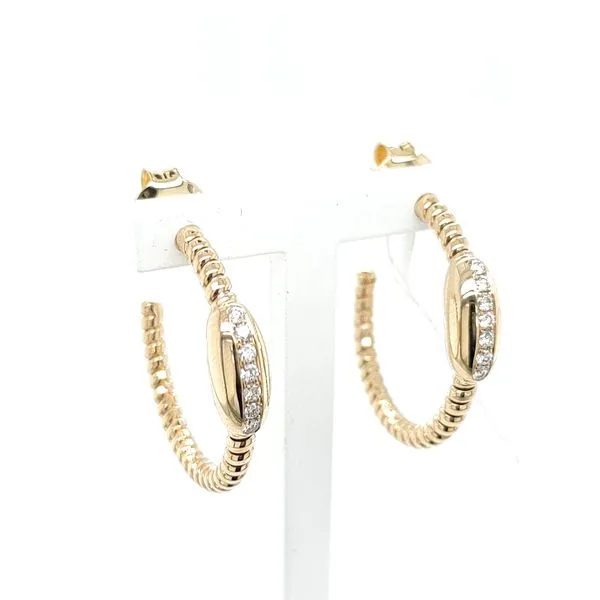 0.15 TCW DIAMOND ELONGATED BEAD HOOP EARRINGS Blue Water Jewelers Saint Augustine, FL
