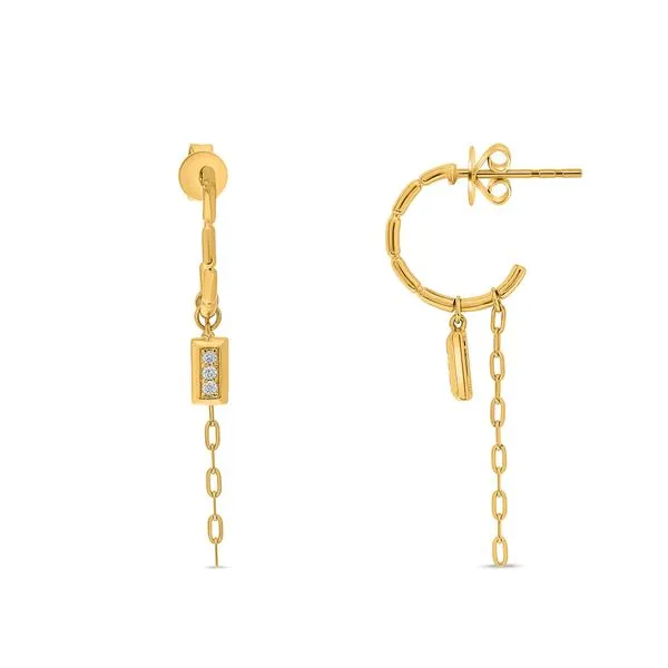 DIAMOND 0.08 TCW CHARM PAPER CLIP DANGLE HOOP EARRINGS Blue Water Jewelers Saint Augustine, FL