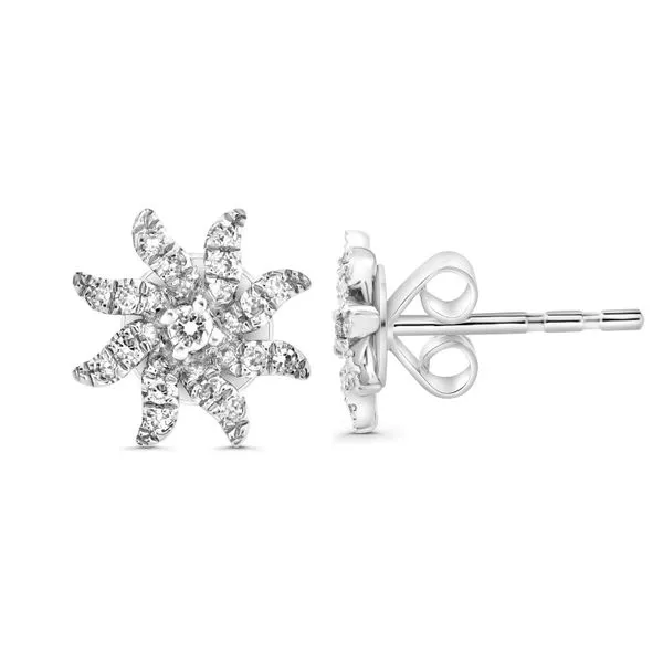 DIAMOND 0.14 TCW STAR/SUN 14KT WHITE GOLD STUD EARRINGS Blue Water Jewelers Saint Augustine, FL
