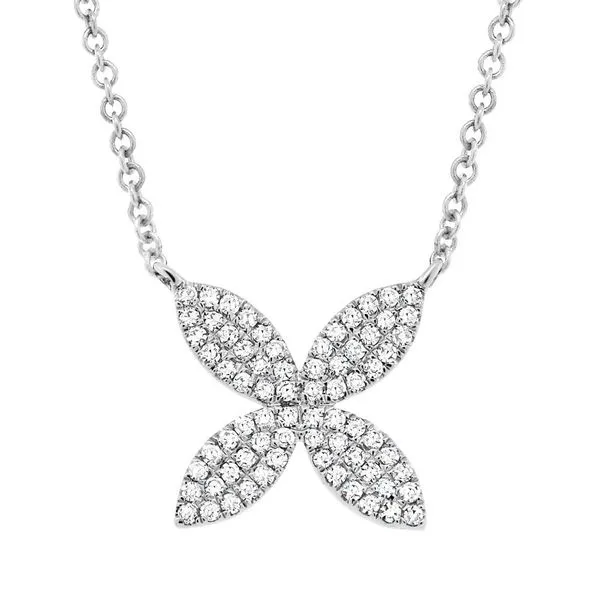 Diamond Pave Flower Necklace Blue Water Jewelers Saint Augustine, FL