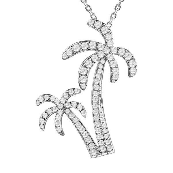 Palm Tree Diamond Pendant Image 2 Blue Water Jewelers Saint Augustine, FL