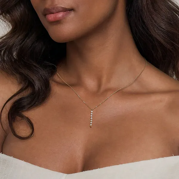 WHITE SAPPHIRE 0.30 TCW BAR NECKLACE Image 4 Blue Water Jewelers Saint Augustine, FL