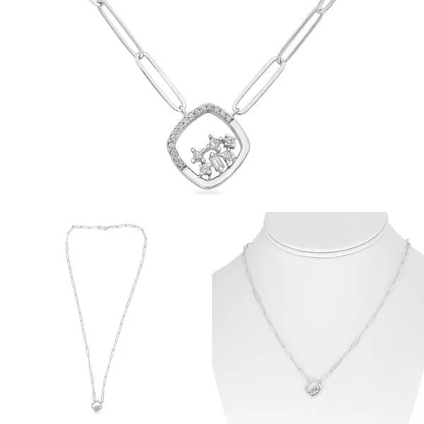 0.12 TCW DIAMOND PAPER CLIP CHAIN PENDANT NECKLACE Blue Water Jewelers Saint Augustine, FL