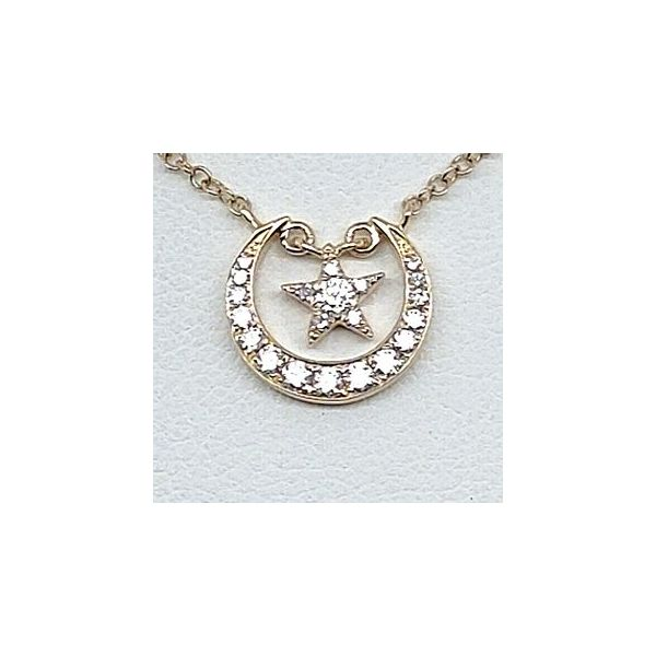 Kay Diamond Moon Necklace 1/15 cttw Sterling Silver & 10K Yellow Gold 18