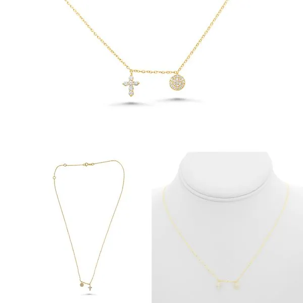 DIAMOND CIRCLE AND CROSS PENDANT NECKLACE Blue Water Jewelers Saint Augustine, FL