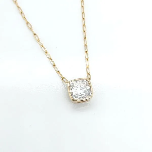 2.00CT LAB-GROWN CUSHION DIAMOND BEZEL SET PENDANT NECKLACE Blue Water Jewelers Saint Augustine, FL