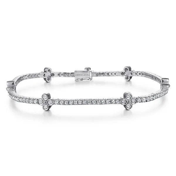 1.43 TCW DIAMOND TENNIS BRACELET WITH QUATREFOIL STATIONS Blue Water Jewelers Saint Augustine, FL