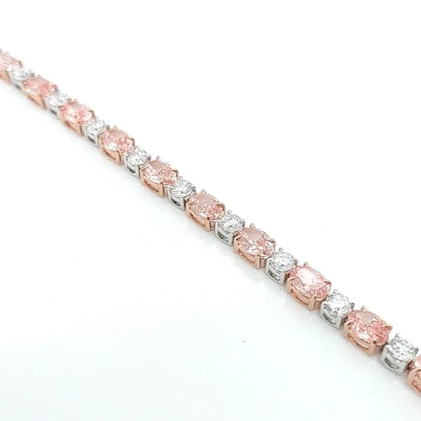 FANCY PINK & WHITE LAB-GROWN DIAMOND TENNIS BRACELET Blue Water Jewelers Saint Augustine, FL