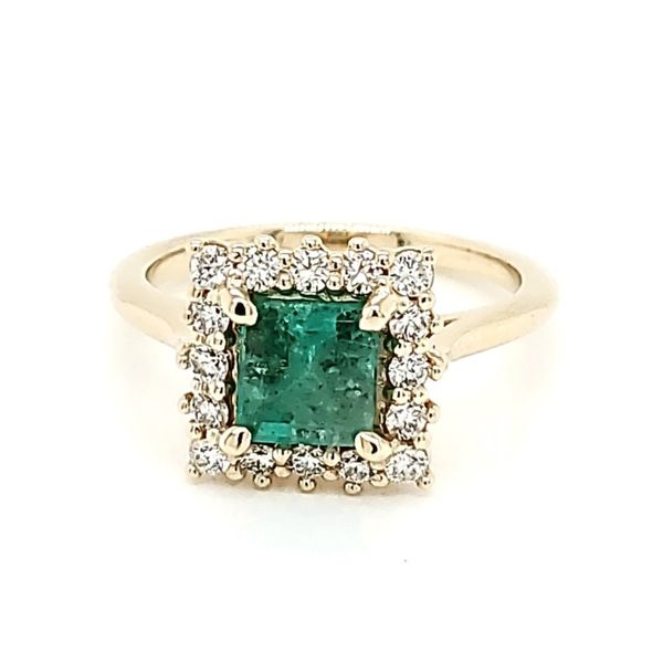Emerald Halo Ring Blue Water Jewelers Saint Augustine, FL