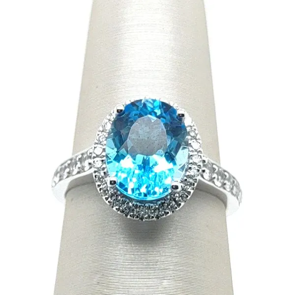 BLUE TOPAZ 3.35CT DIAMOND 0.48TCW RING Blue Water Jewelers Saint Augustine, FL