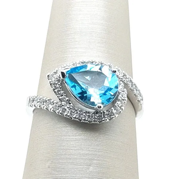BLUE TOPAZ 1.90CT PEAR SHAPE / DIAMOND 0.34TCW RING Blue Water Jewelers Saint Augustine, FL