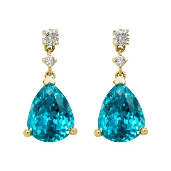 BLUE ZIRCON AND DIAMOND DANGLE EARRINGS Blue Water Jewelers Saint Augustine, FL