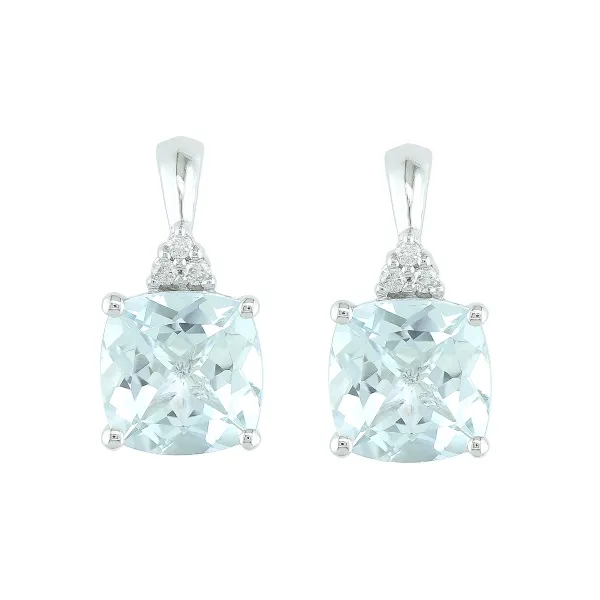 AQUAMARINE 2.70 TCW DIAMOND 0.04 TCW 6 ROUND 14KT WHITE GOLD EARRINGS Blue Water Jewelers Saint Augustine, FL